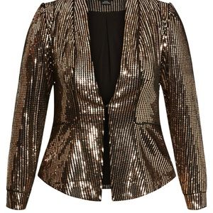City chic sequine jacket blush color